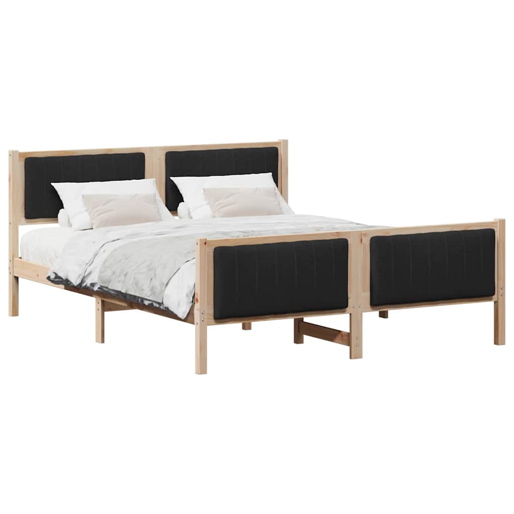Okvir kreveta Smeđa i crna 150 x 200 cm Masivna borovina