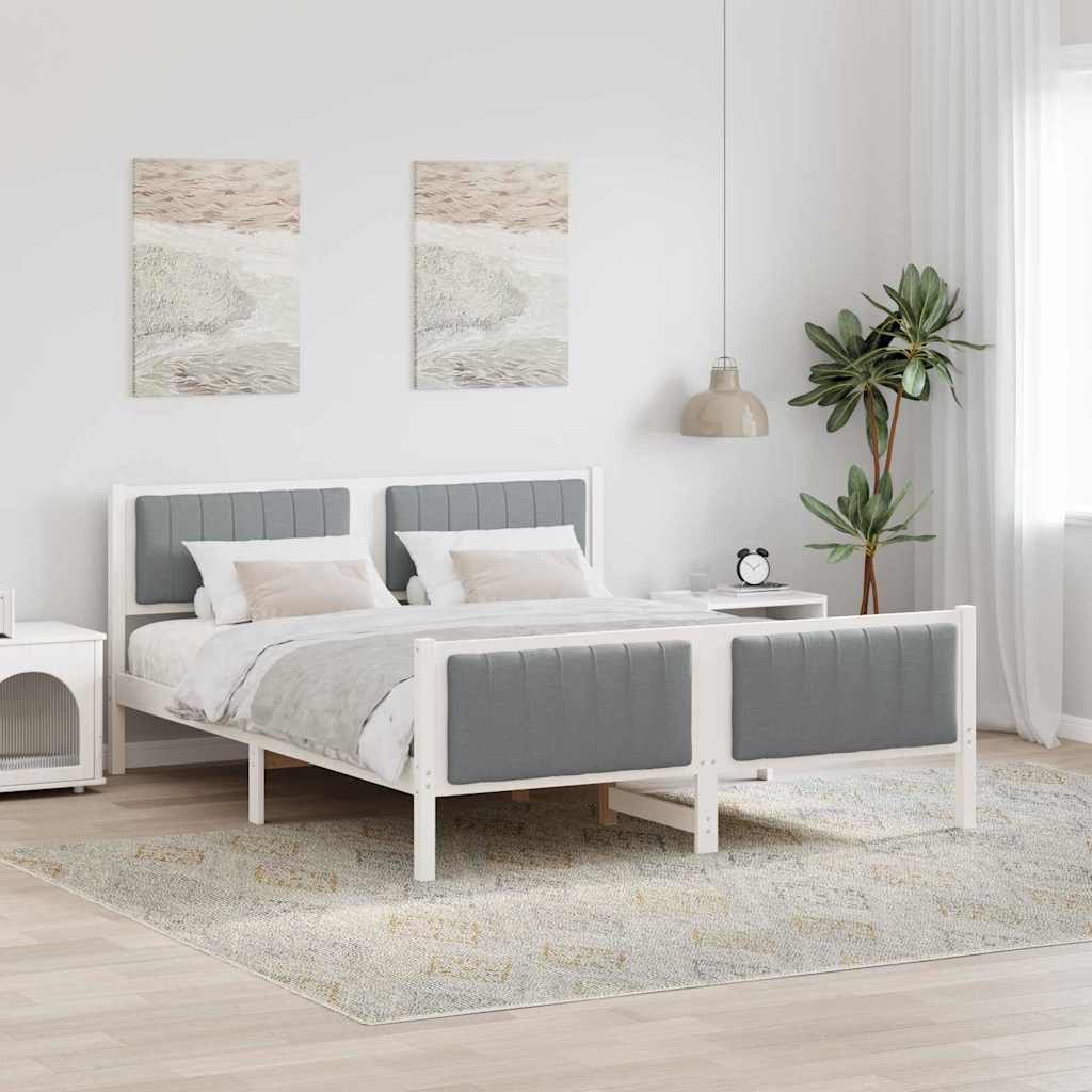 Okvir kreveta s uzglavljem Bijela i svijetlosiva 150 x 200 cm