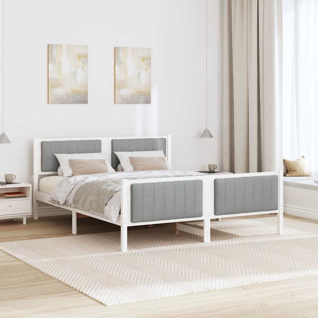 Okvir kreveta s uzglavljem Bijela i svijetlosiva 150 x 200 cm