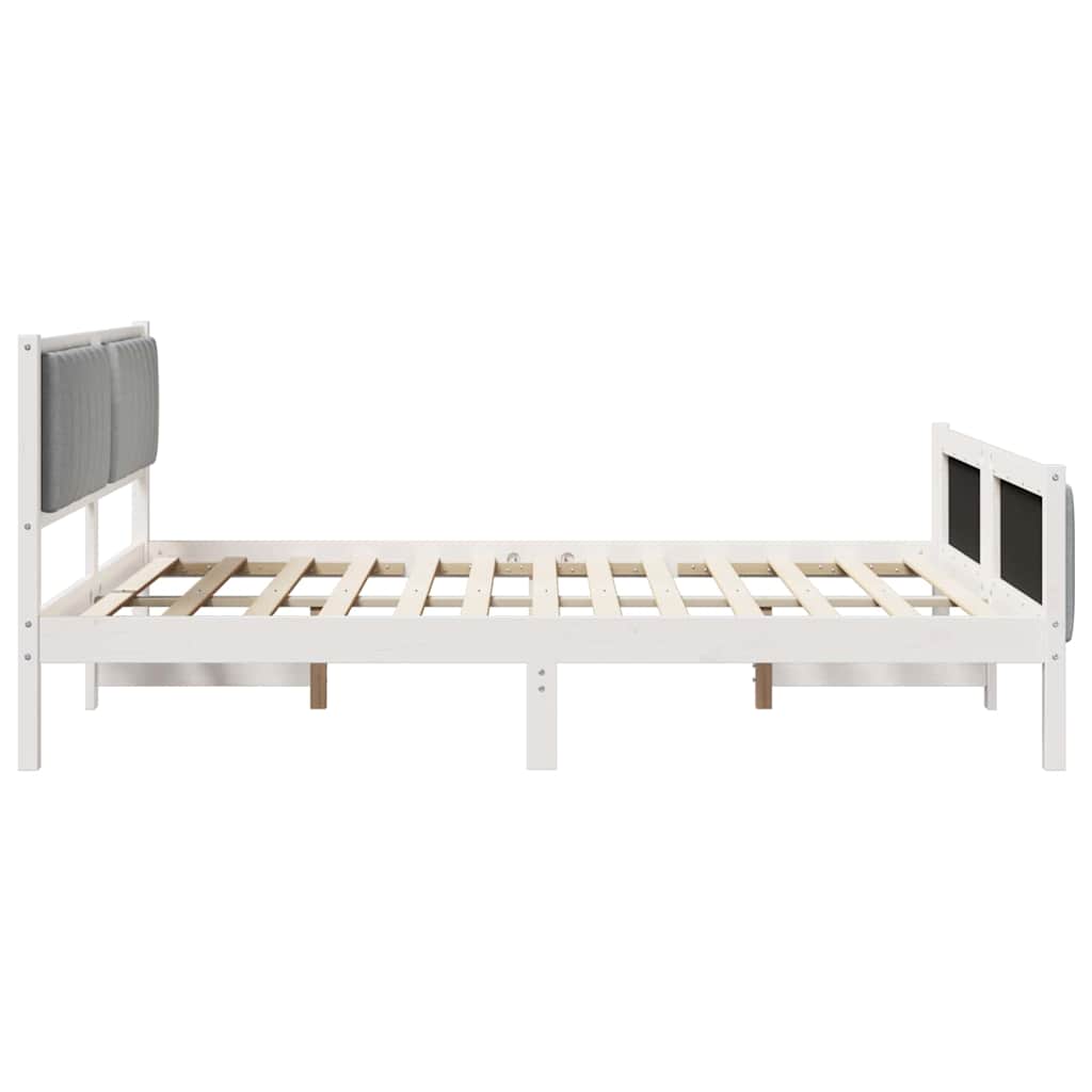 Okvir kreveta s uzglavljem Bijela i svijetlosiva 150 x 200 cm