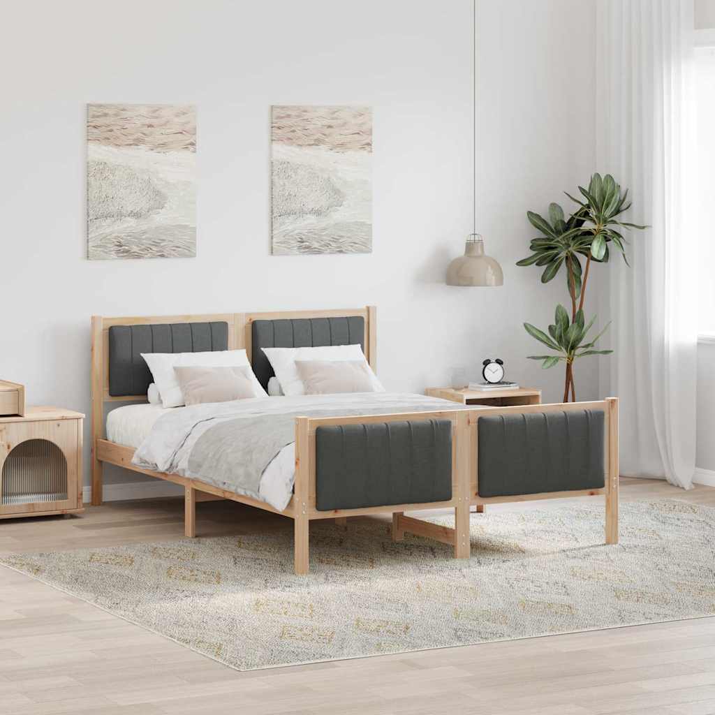 Okvir kreveta smeđe i tamnosivo 140 x 200 cm Masivna borovina