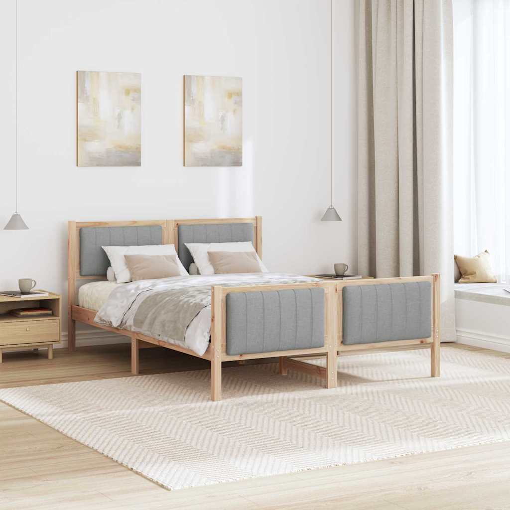 Okvir kreveta s uzglavljem Smeđa i svijetlo siva 140 x 190 cm