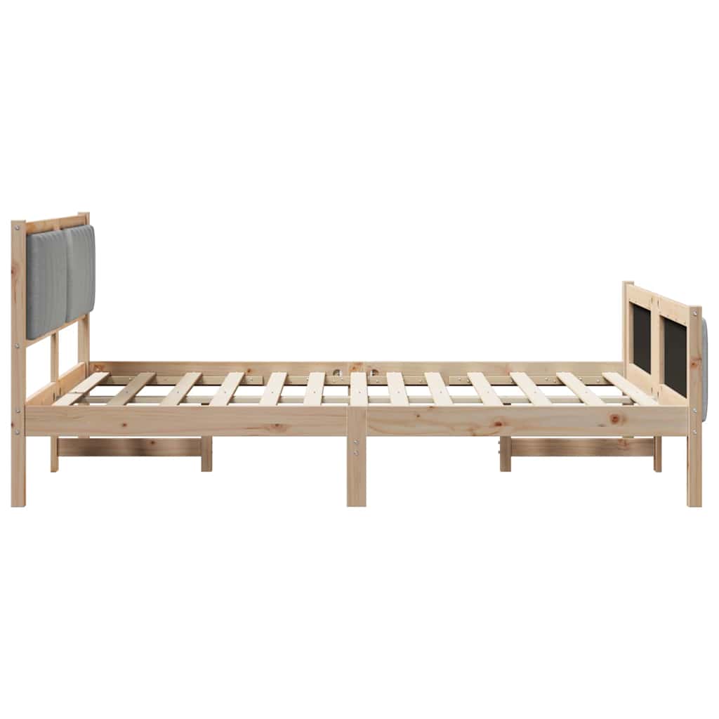 Okvir kreveta s uzglavljem Smeđa i svijetlo siva 140 x 190 cm