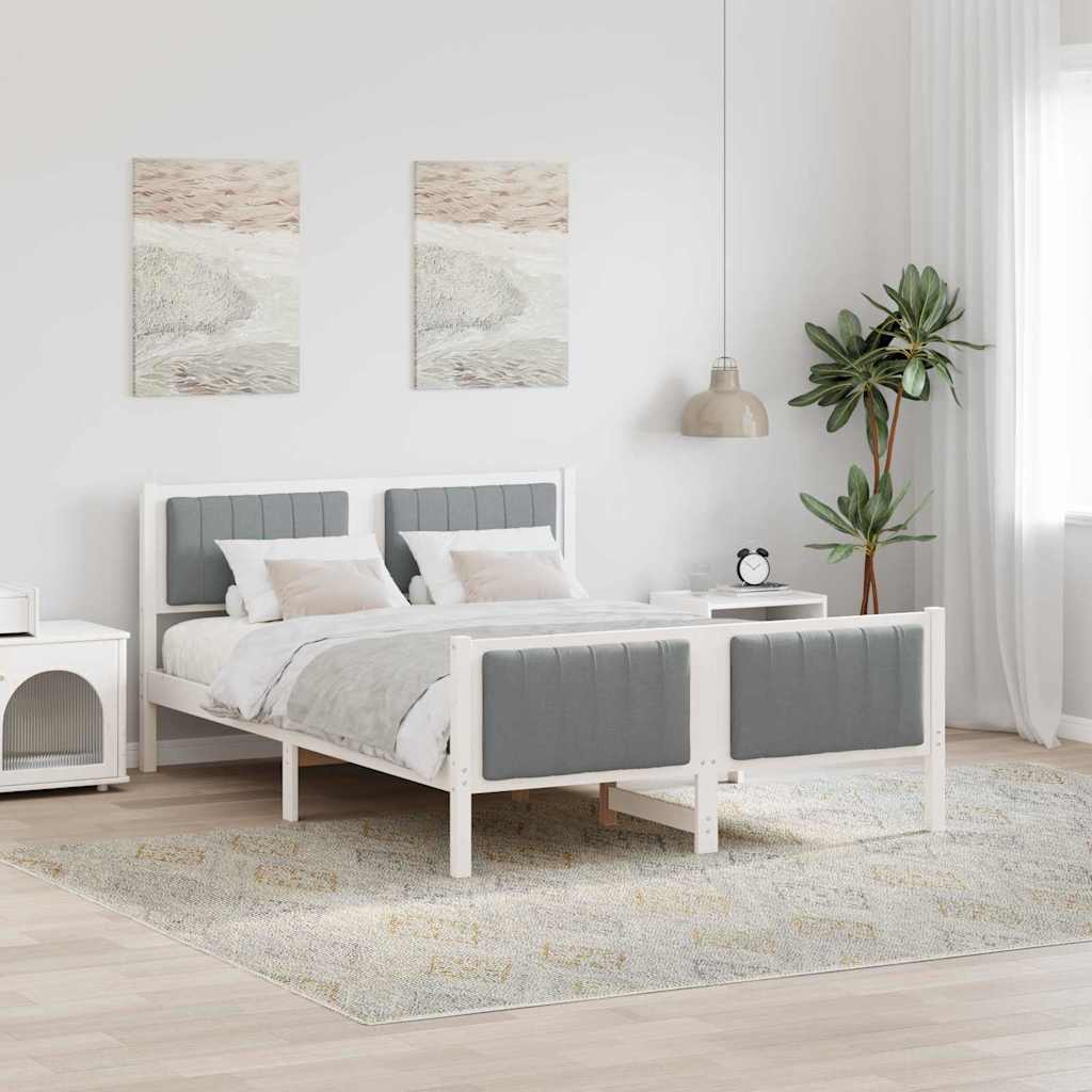 Okvir kreveta s uzglavljem Bijela i svijetlosiva 140 x 190 cm