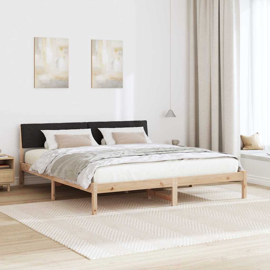 Okvir kreveta Smeđa i crna 200 x 200 cm Masivna borovina
