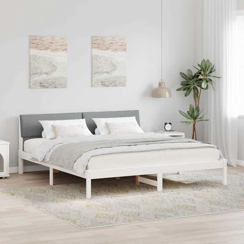 Okvir kreveta s uzglavljem Bijela i svijetlosiva 180 x 200 cm