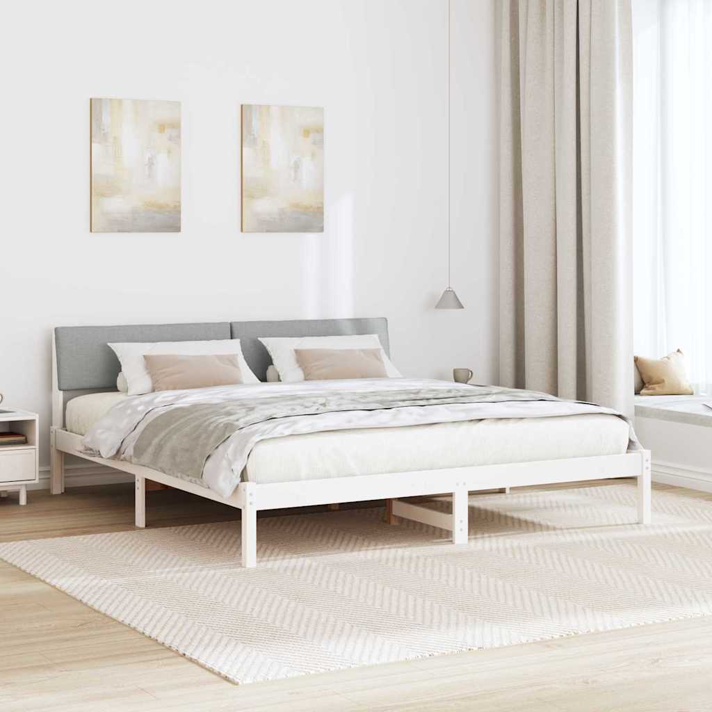 Okvir kreveta s uzglavljem Bijela i svijetlosiva 180 x 200 cm