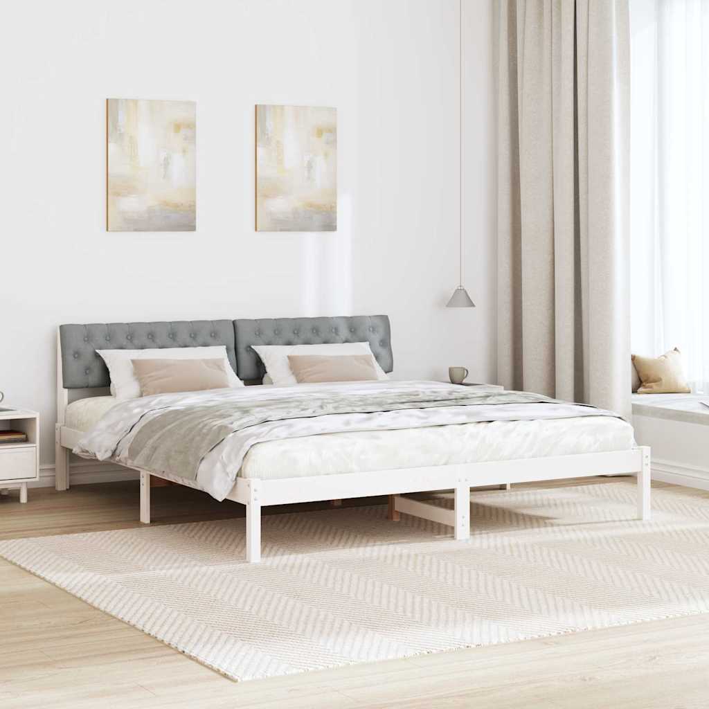 Okvir kreveta s uzglavljem Bijela i svijetlosiva 180 x 200 cm