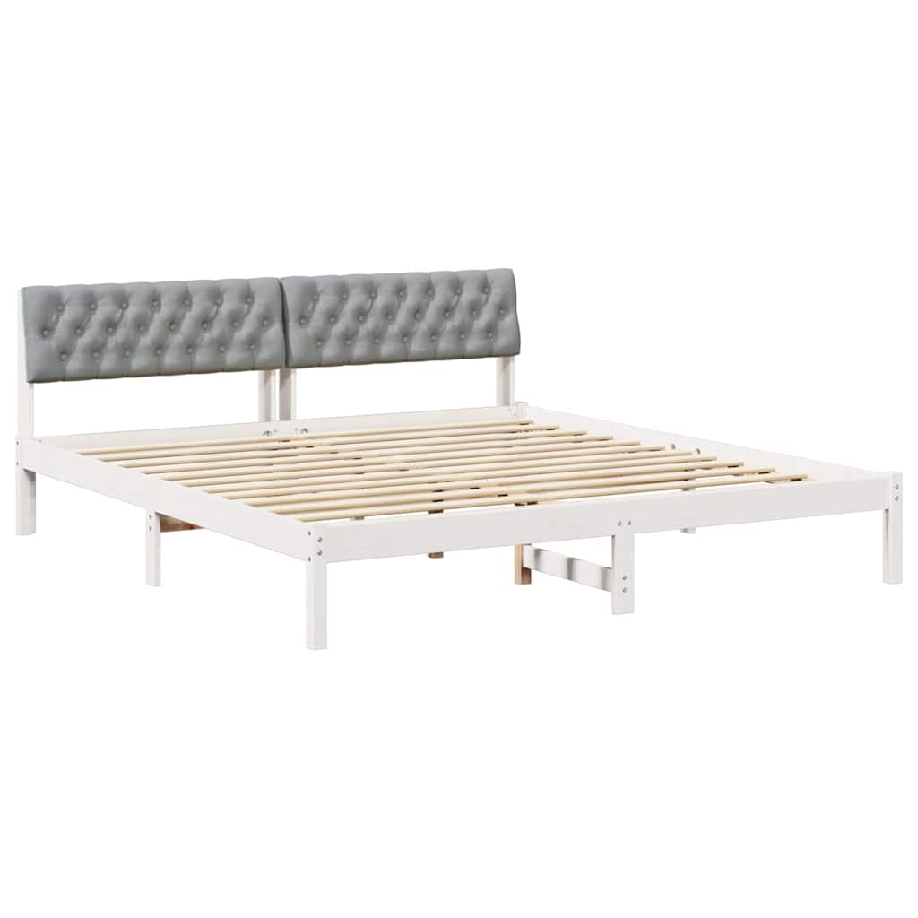 Okvir kreveta s uzglavljem Bijela i svijetlosiva 180 x 200 cm