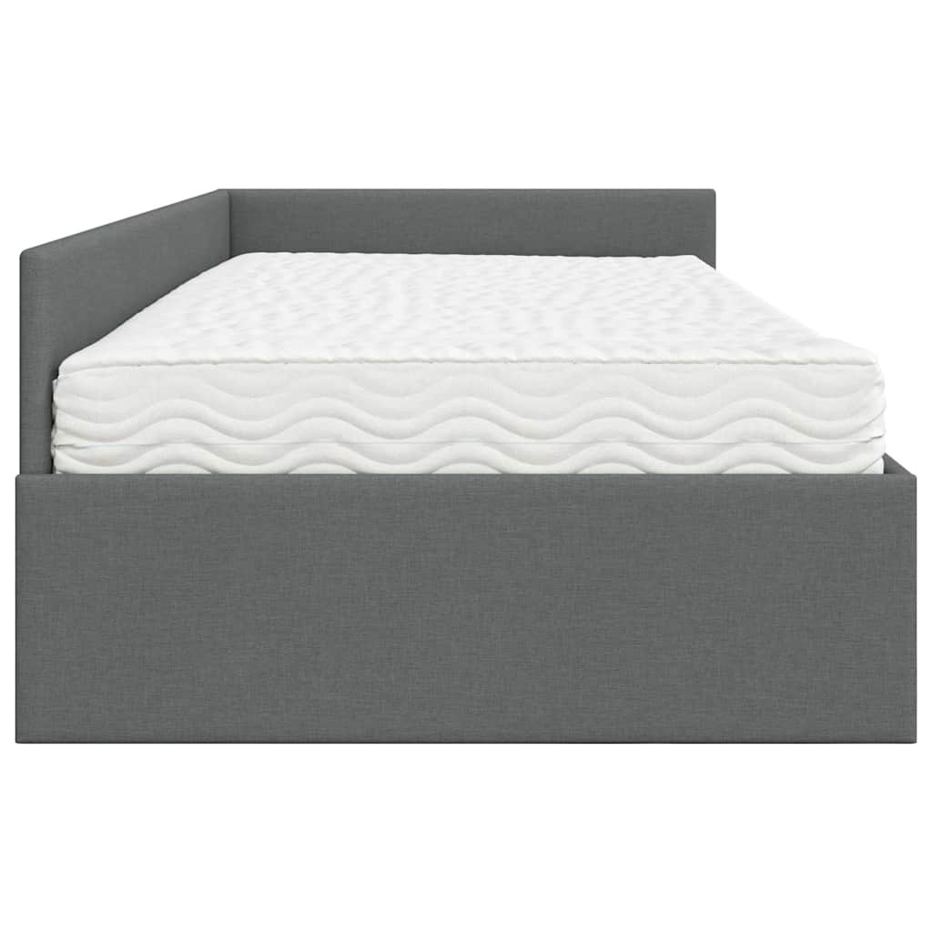 Kutni krevetni okvir s madracem Ostalo 2 pcs Siva tkanina
