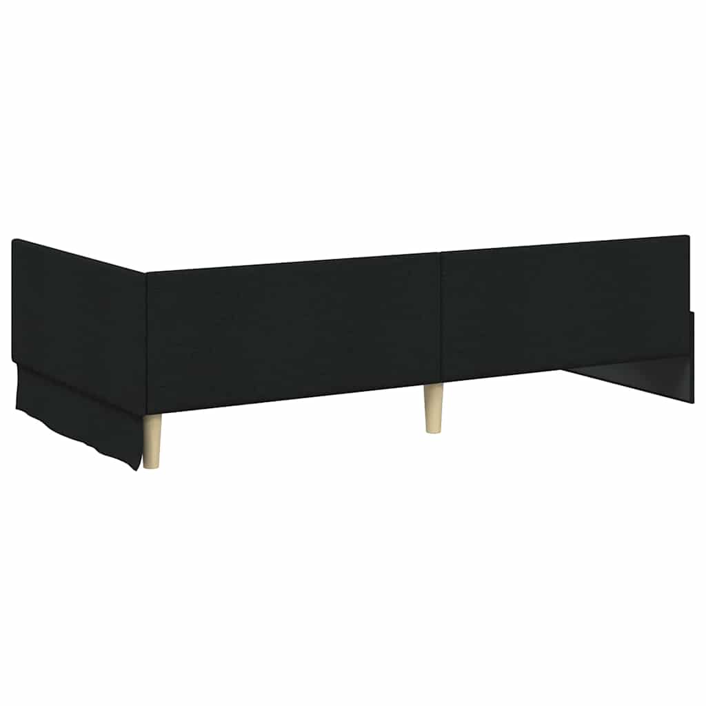 Kutni krevetni okvir s madracem 2 kom. Crna 90 x 190 cm tkanina