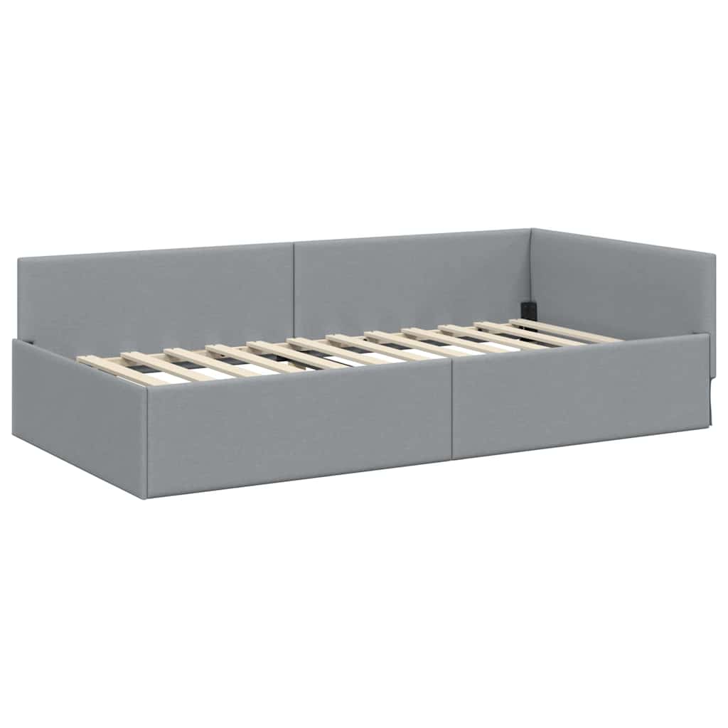 Kutni krevetni okvir s madracem 2 kom. Svijetlo siva Svjetlosiva 90 x 200 cm