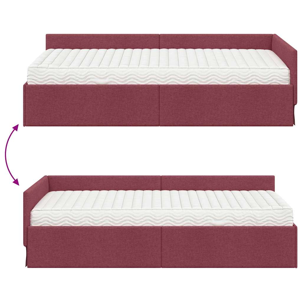 Kutni krevetni okvir s madracem Ostalo 2 pcs Siva tkanina
