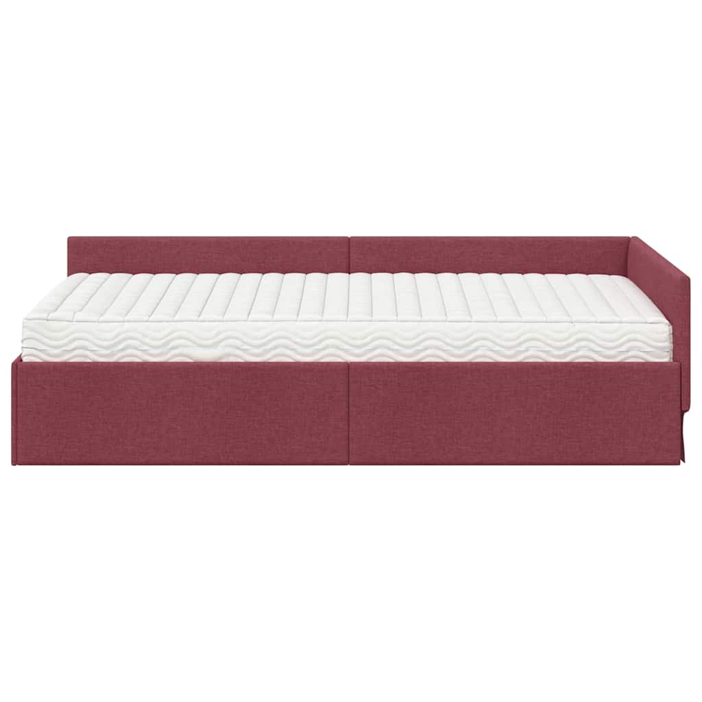 Kutni krevetni okvir s madracem Ostalo 2 pcs Siva tkanina