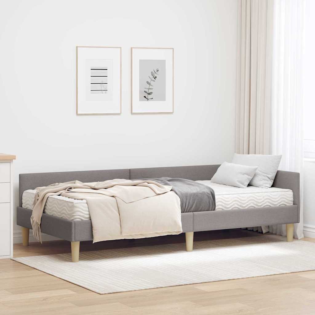 Kutni krevetni okvir s madracem 2 pcs Sivo-smeđa tkanina