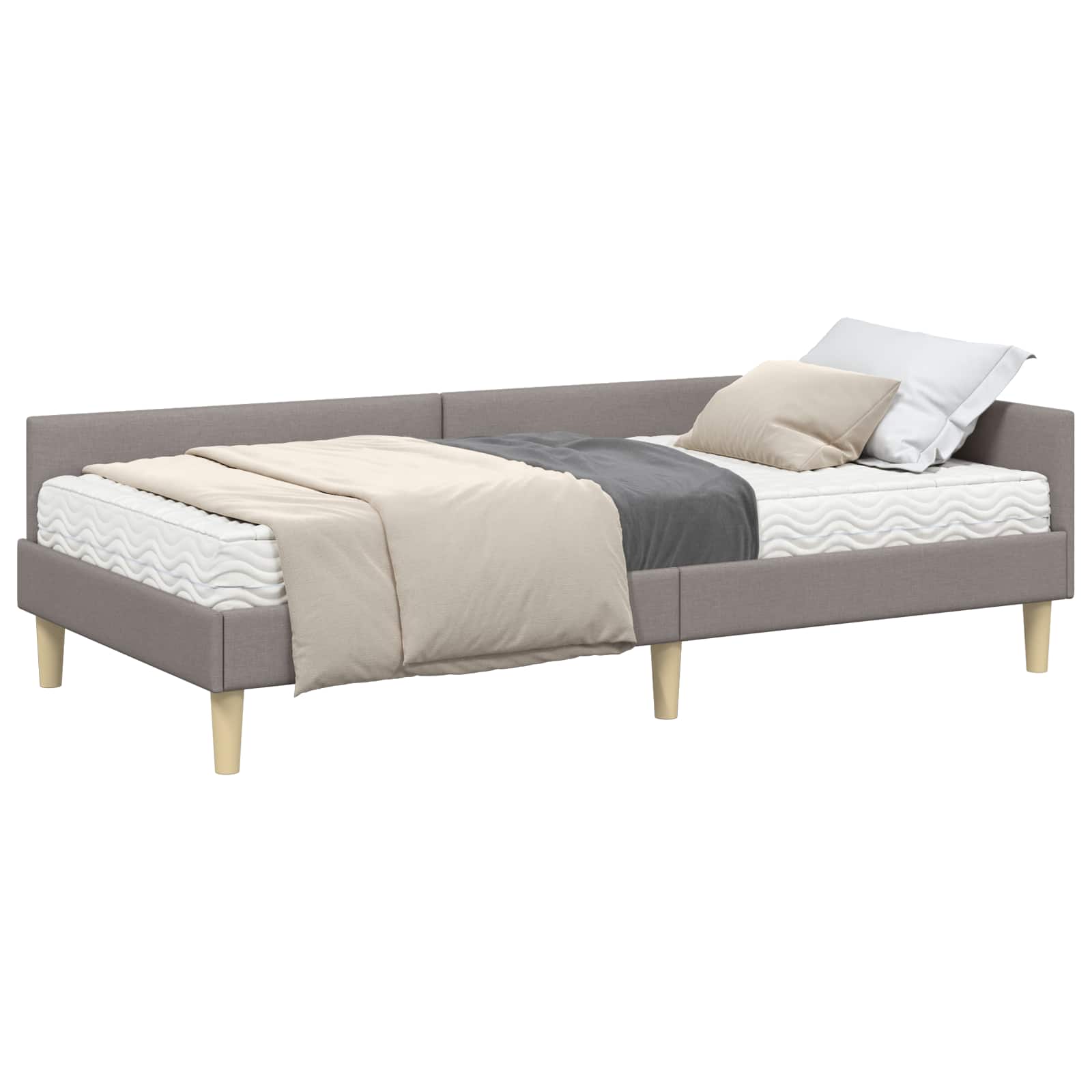 Kutni krevetni okvir s madracem 2 pcs Sivo-smeđa tkanina
