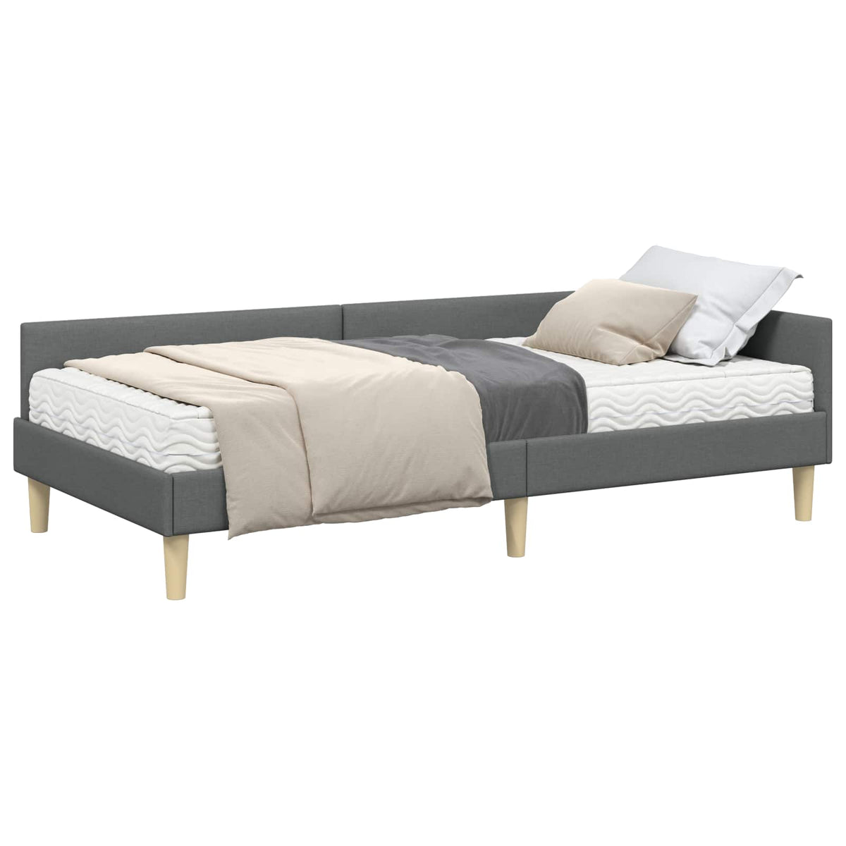 Kutni krevetni okvir s madracem 2 kom. Tamnosiva 90 x 190 cm