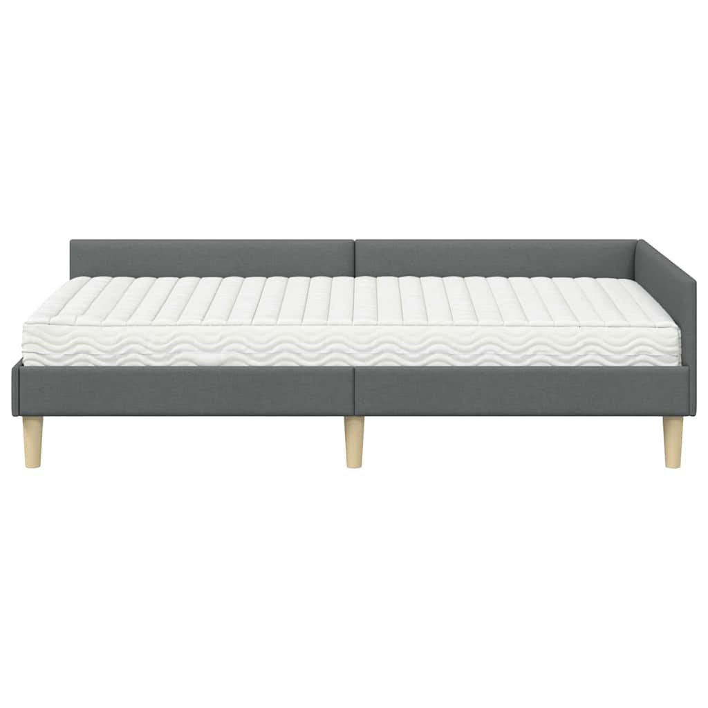 Kutni krevetni okvir s madracem 2 kom. Tamnosiva 90 x 190 cm