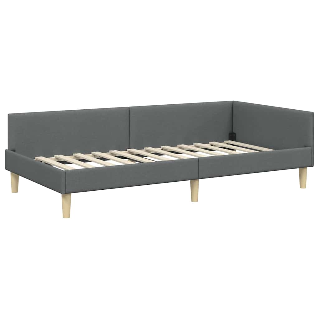 Kutni krevetni okvir s madracem 2 kom. Tamnosiva 90 x 190 cm
