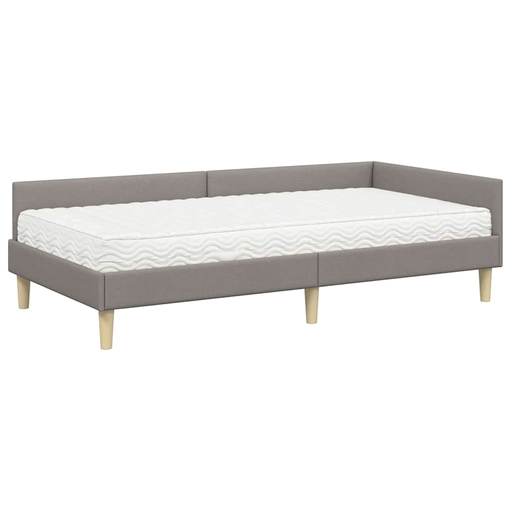 Kutni krevetni okvir s madracem 2 pcs Sivo-smeđa tkanina