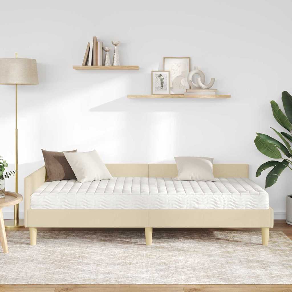 Kutni krevetni okvir s madracem 2 kom. Krema 90 x 190 cm