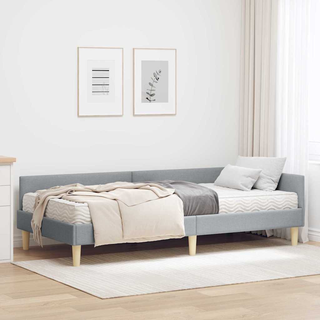 Kutni krevetni okvir s madracem 2 kom. Svijetlo siva Svjetlosiva 90 x 200 cm