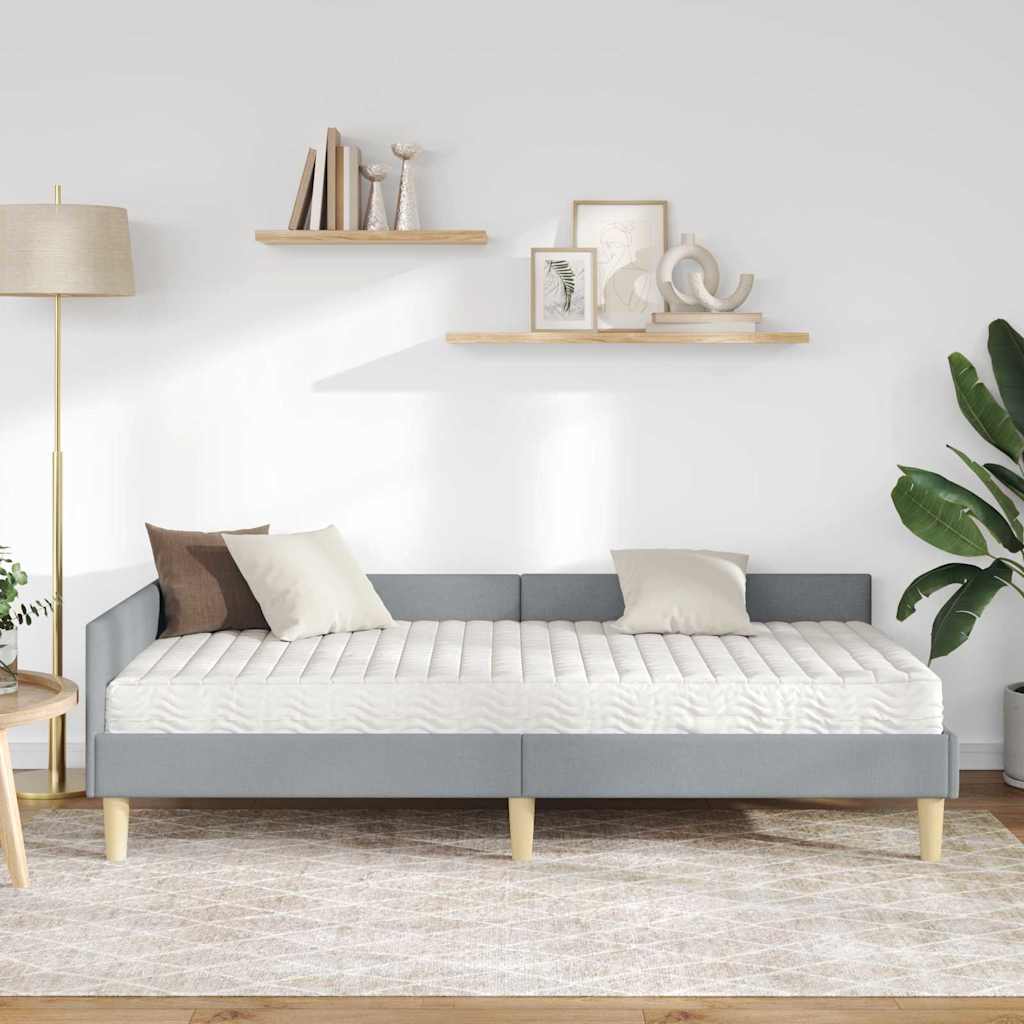 Kutni krevetni okvir s madracem 2 kom. Svijetlo siva Svjetlosiva 90 x 200 cm