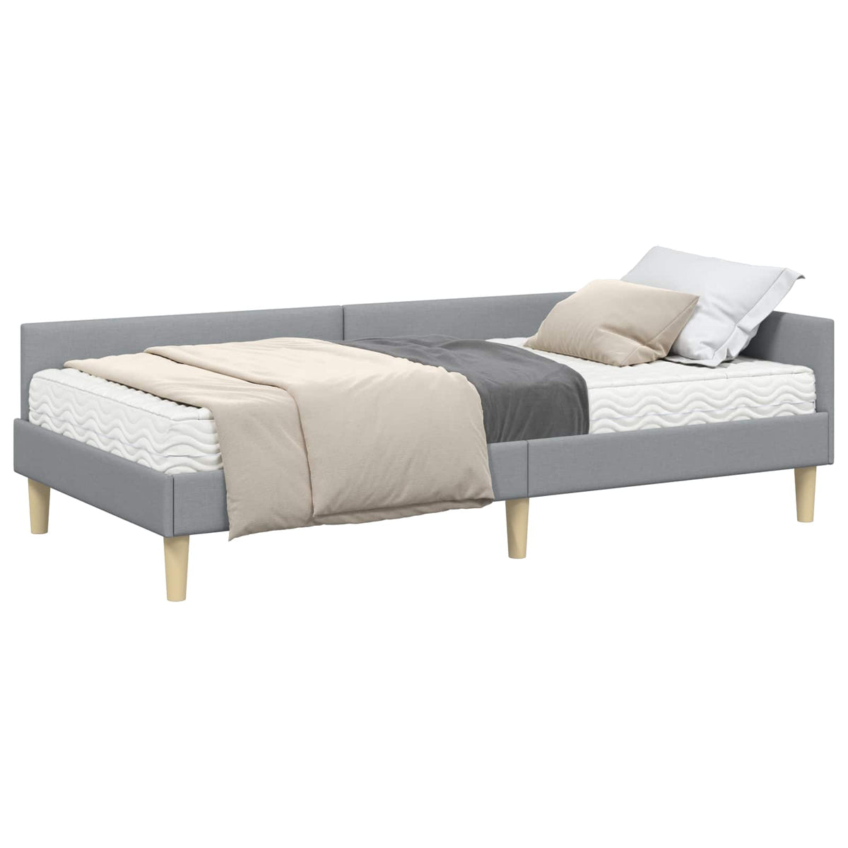 Kutni krevetni okvir s madracem 2 kom. Svijetlo siva Svjetlosiva 90 x 200 cm