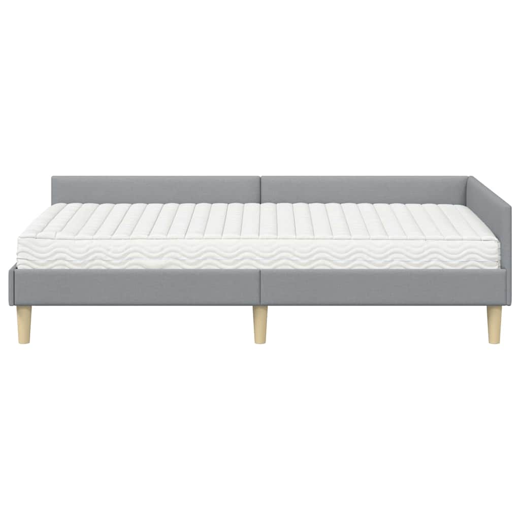 Kutni krevetni okvir s madracem 2 kom. Svijetlo siva Svjetlosiva 90 x 200 cm