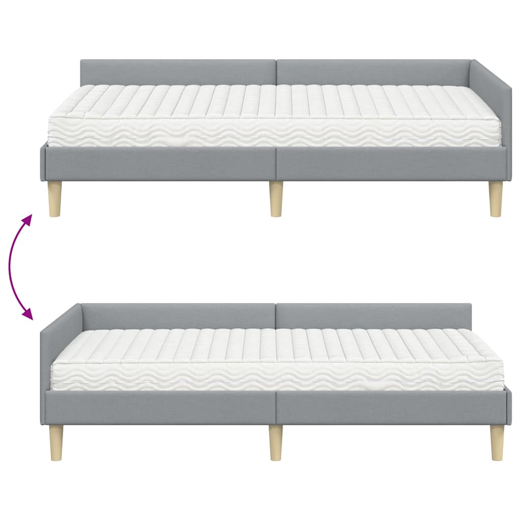 Kutni krevetni okvir s madracem 2 kom. Svijetlo siva Svjetlosiva 90 x 200 cm