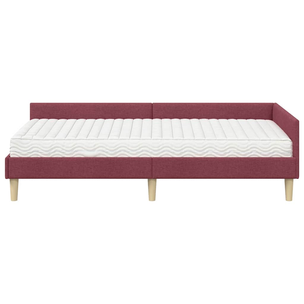 Kutni krevetni okvir s madracem 2 kom. Vinska crvena 90 x 200 cm