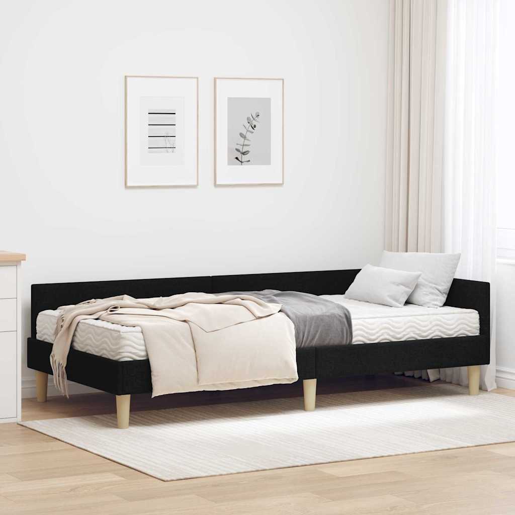 Kutni krevetni okvir s madracem 2 kom. Crna 100 x 200 cm