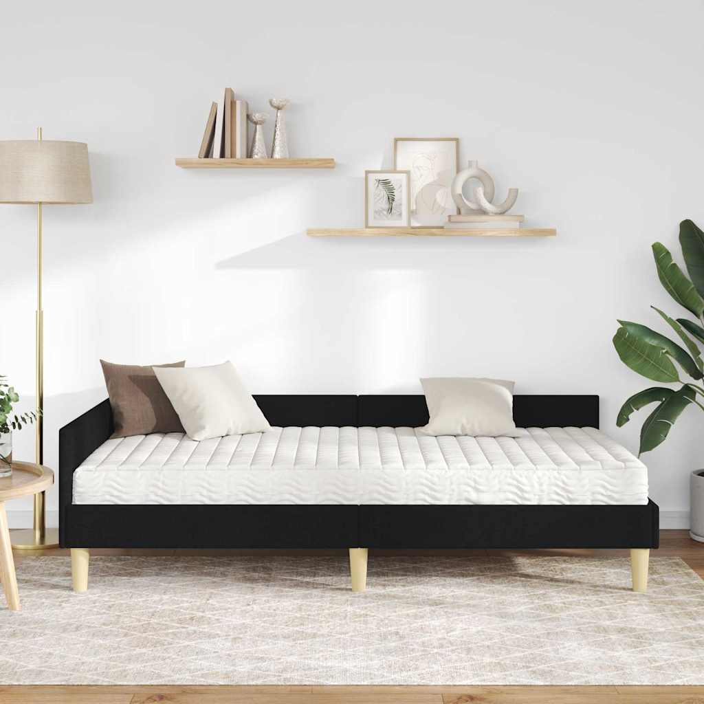 Kutni krevetni okvir s madracem 2 kom. Crna 100 x 200 cm