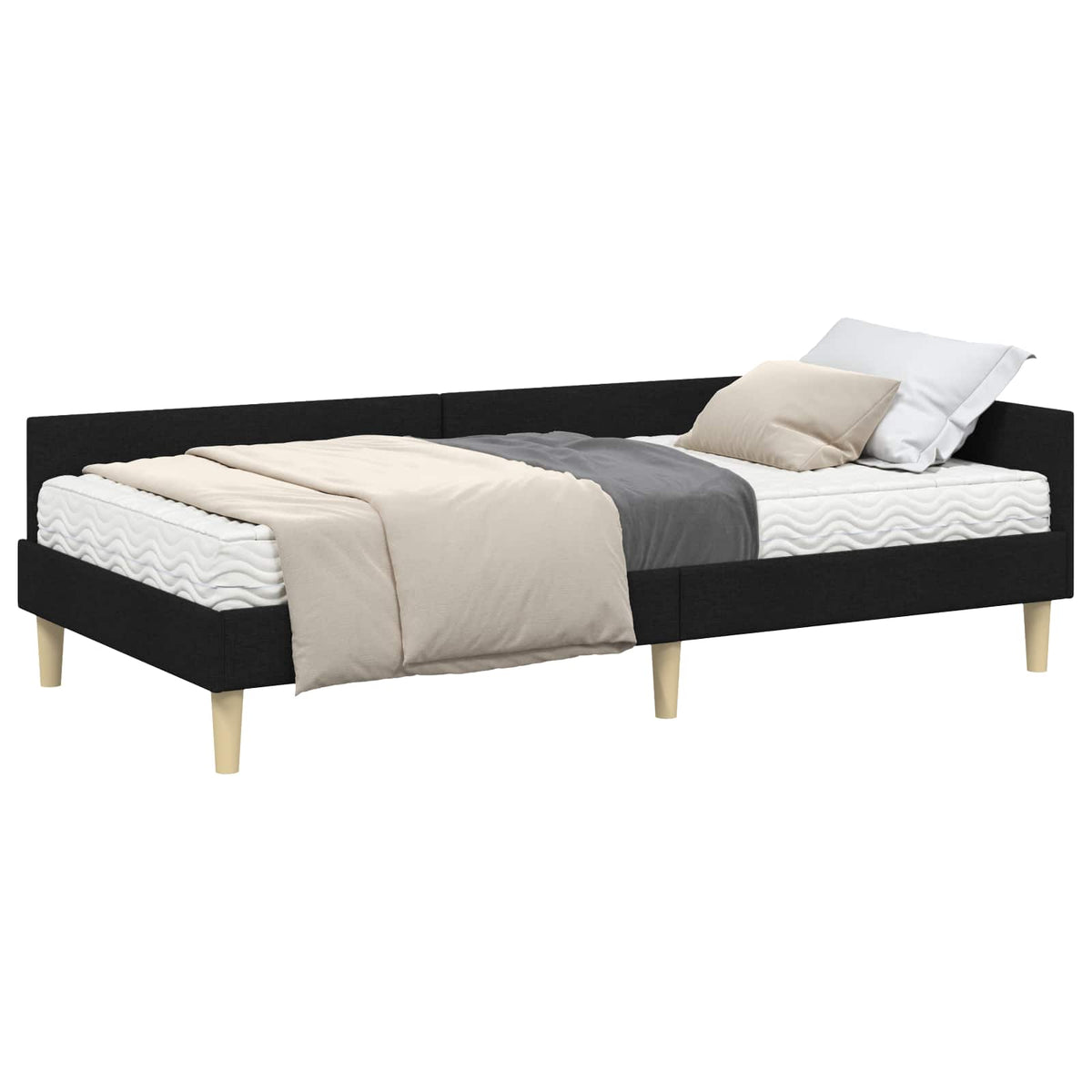 Kutni krevetni okvir s madracem 2 kom. Crna 100 x 200 cm
