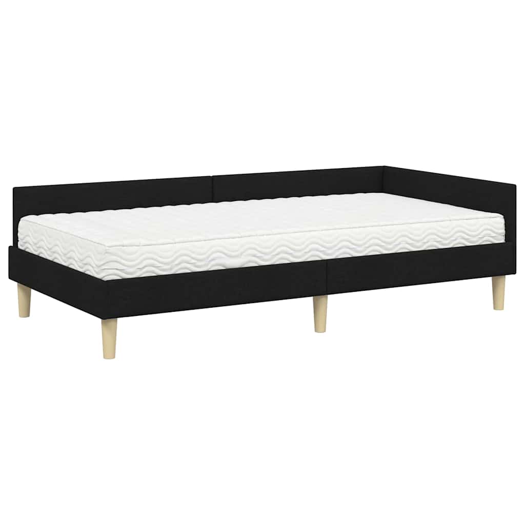 Kutni krevetni okvir s madracem 2 kom. Crna 100 x 200 cm