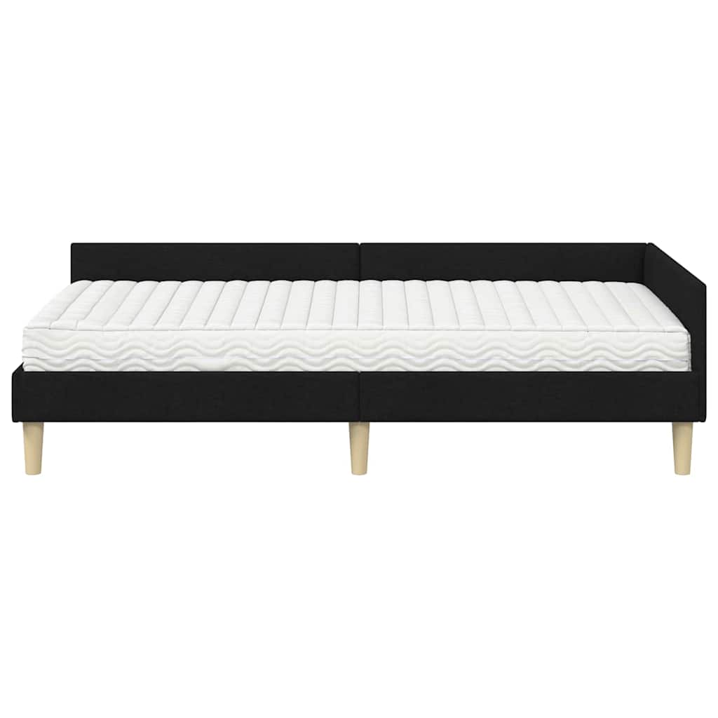 Kutni krevetni okvir s madracem 2 kom. Crna 100 x 200 cm