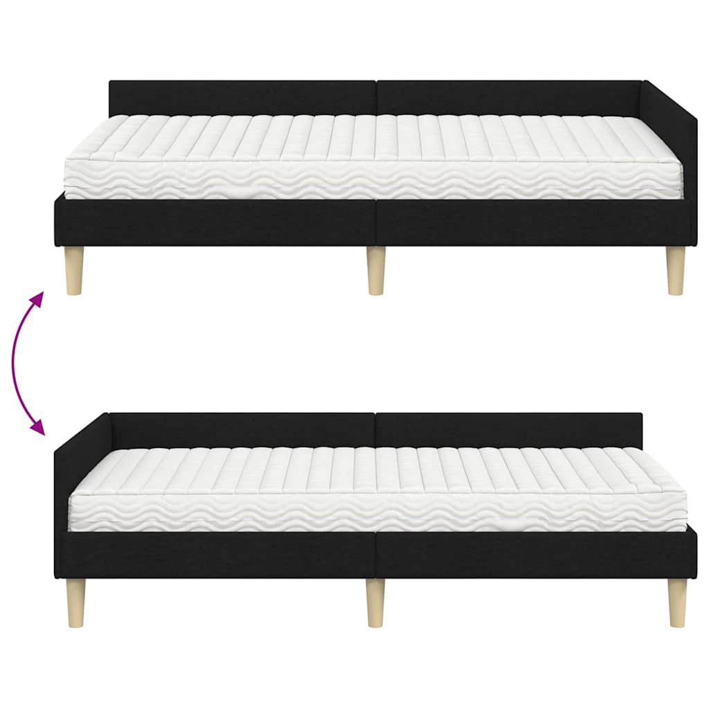 Kutni krevetni okvir s madracem 2 kom. Crna 100 x 200 cm
