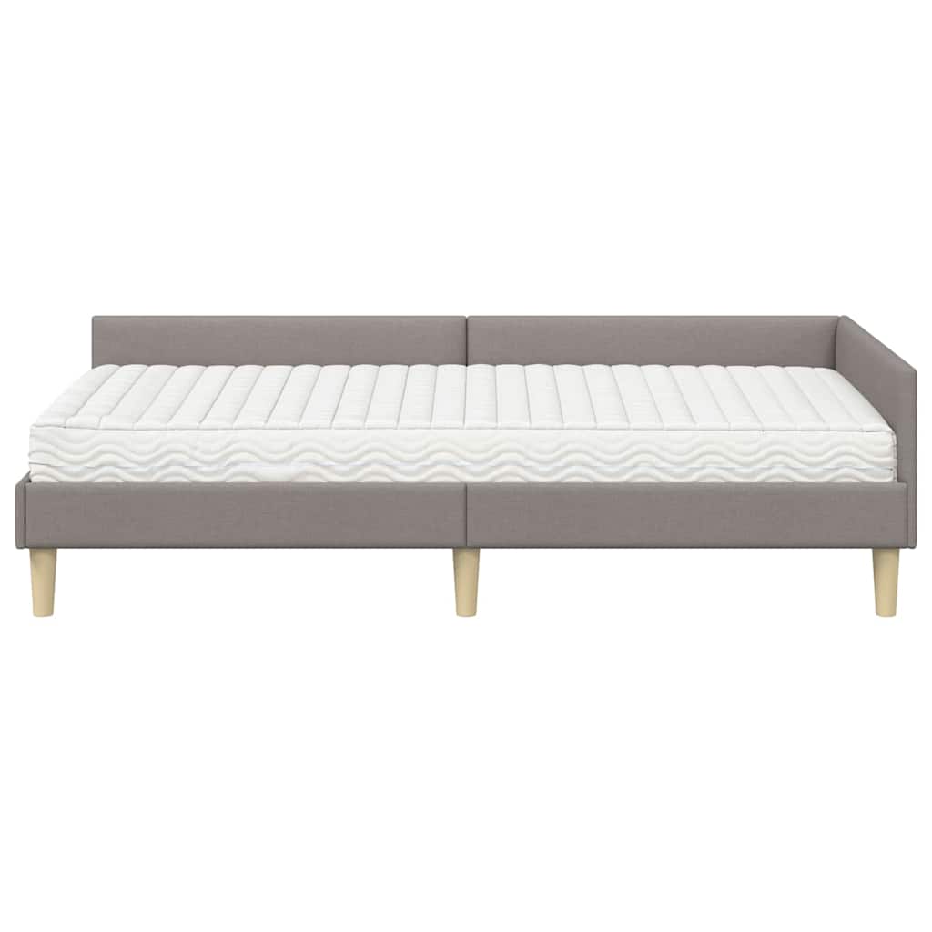 Kutni krevetni okvir s madracem 2 pcs Sivo-smeđa tkanina