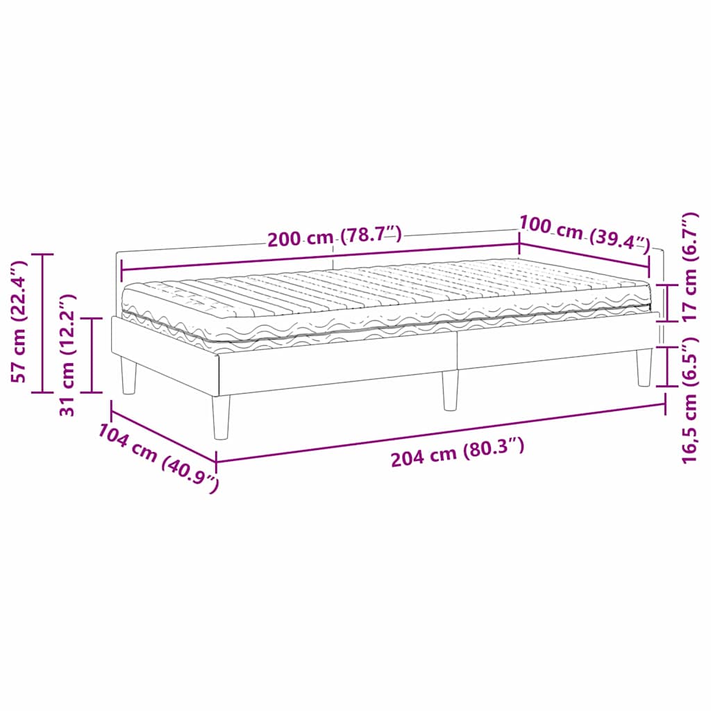 Kutni krevetni okvir s madracem 2 pcs Sivo-smeđa tkanina
