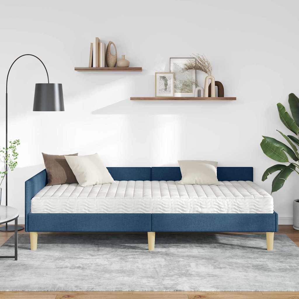 Kutni krevetni okvir s madracem 2 kom. Plava 100 x 200 cm