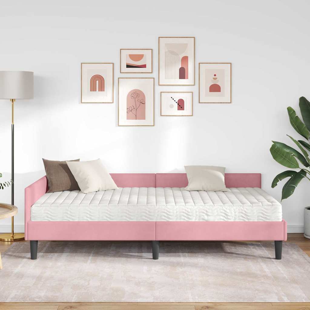 Kutni krevetni okvir s madracem 2 kom. Ružičasta 80 x 200 cm