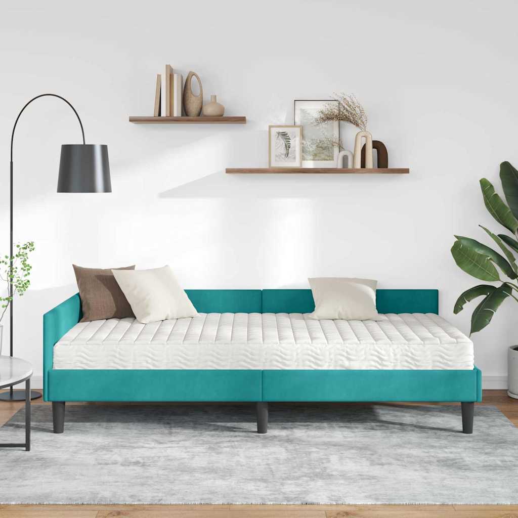 Kutni krevetni okvir s madracem Ostalo 2 pcs Tirkizna Baršun