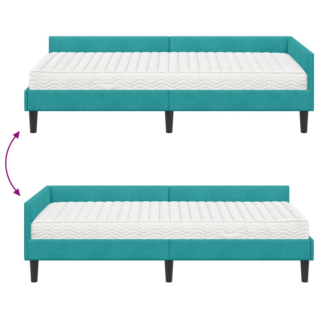 Kutni krevetni okvir s madracem Ostalo 2 pcs Tirkizna Baršun