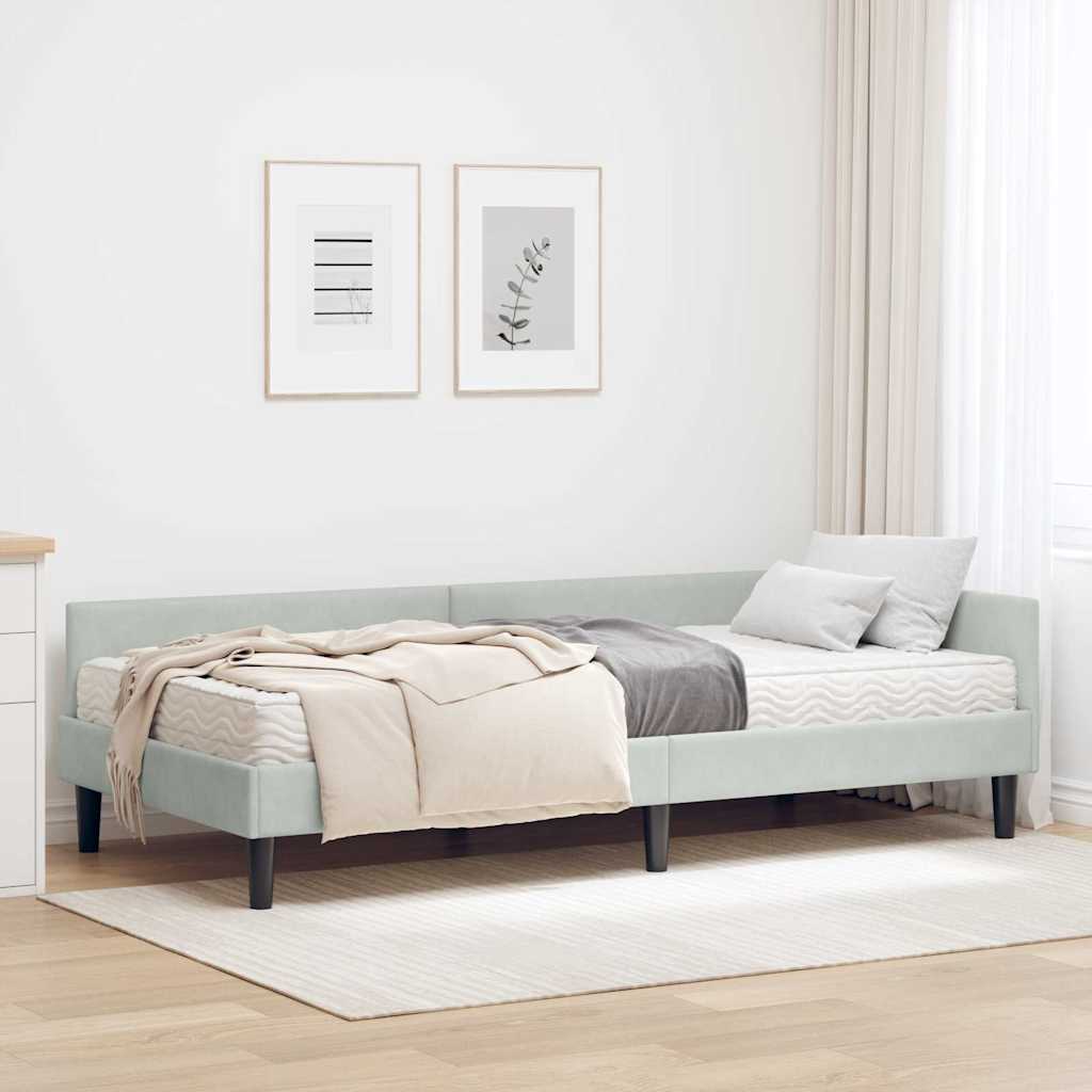 Kutni krevetni okvir s madracem 2 kom. Svjetlosiva 90 x 190 cm