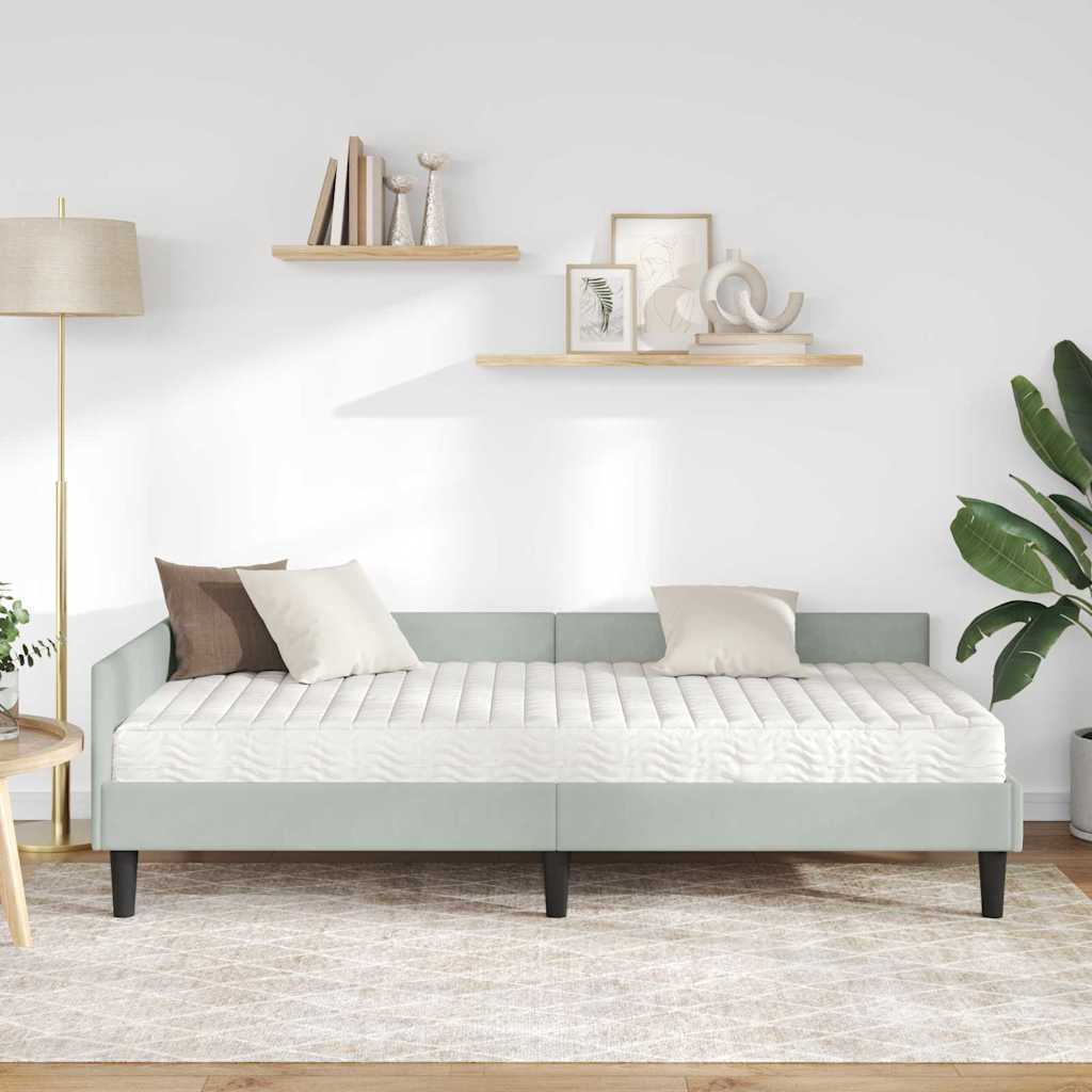 Kutni krevetni okvir s madracem 2 kom. Svjetlosiva 90 x 190 cm