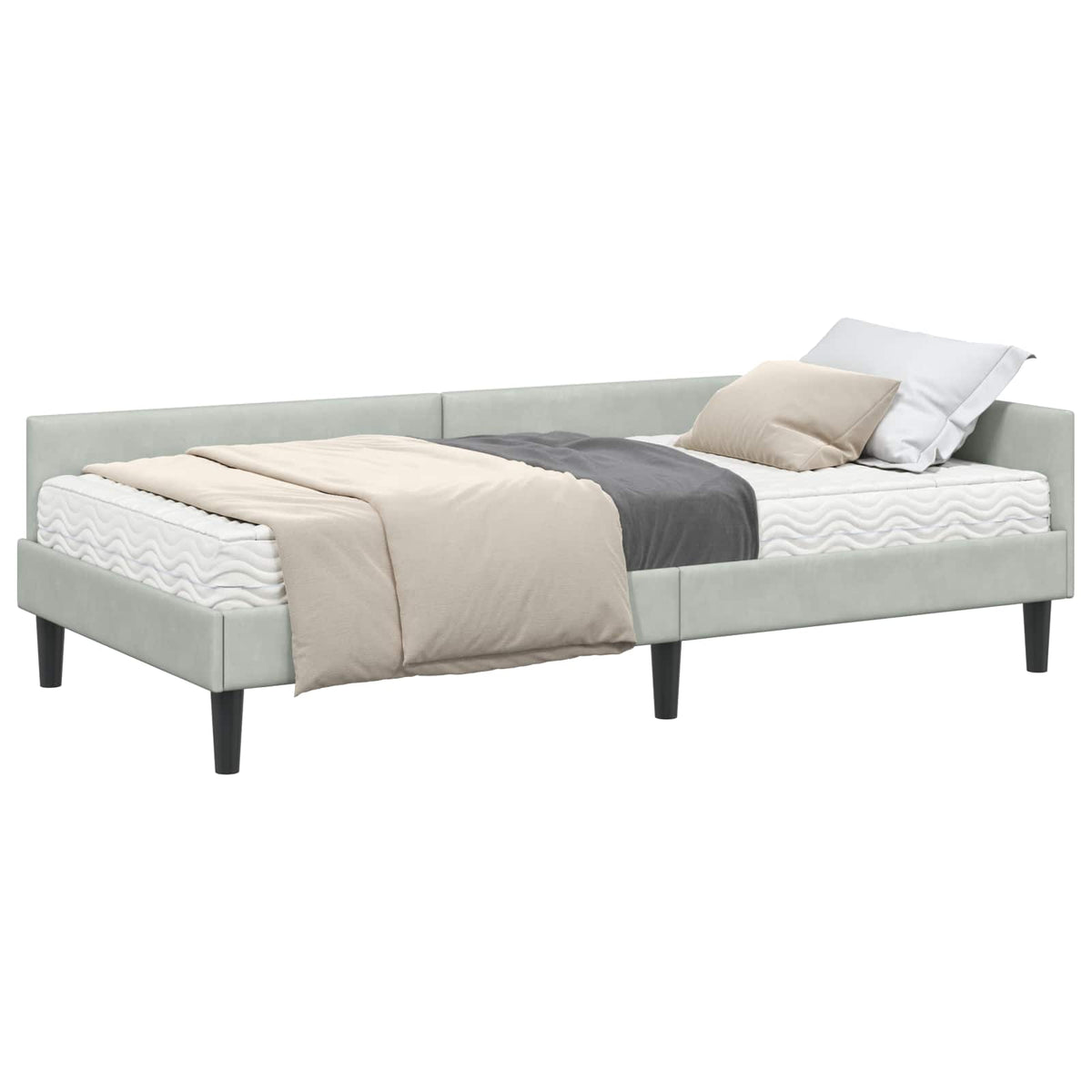 Kutni krevetni okvir s madracem 2 kom. Svjetlosiva 90 x 190 cm