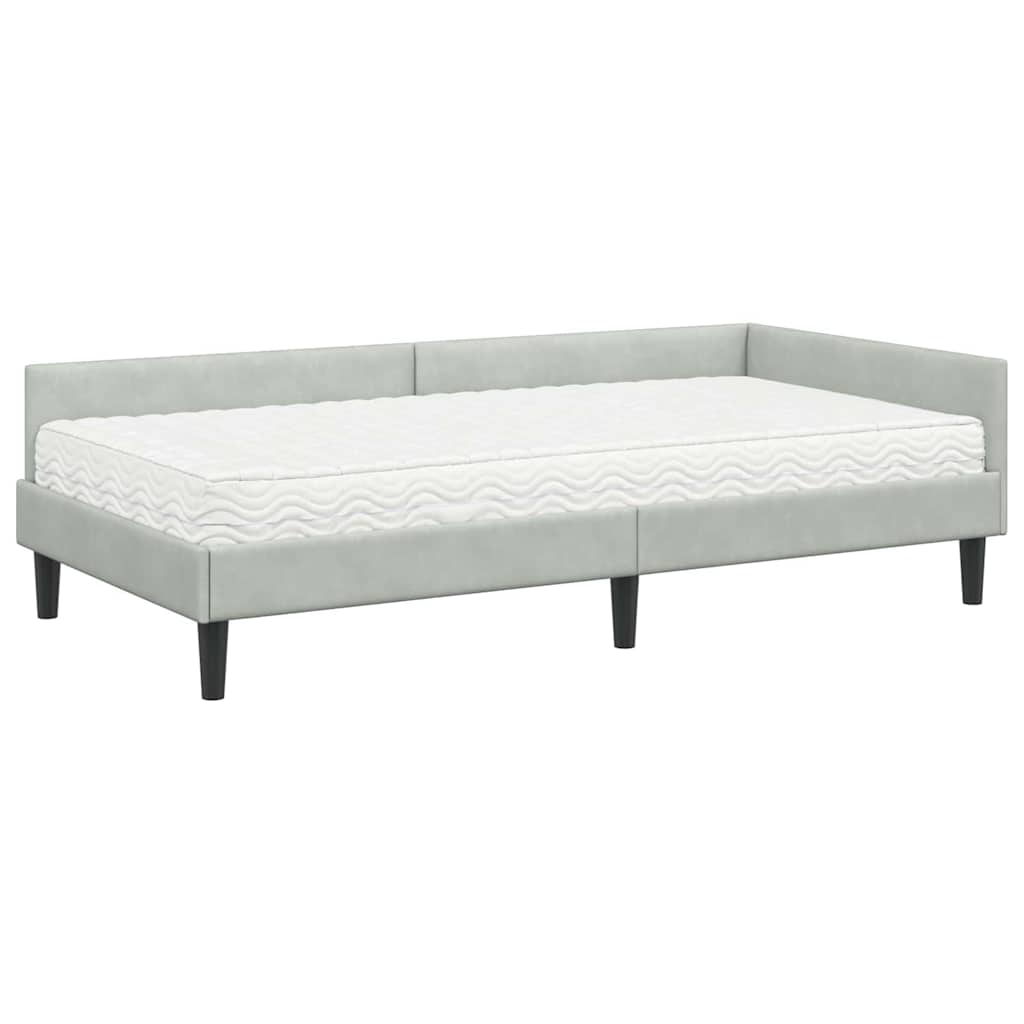 Kutni krevetni okvir s madracem 2 kom. Svjetlosiva 90 x 190 cm