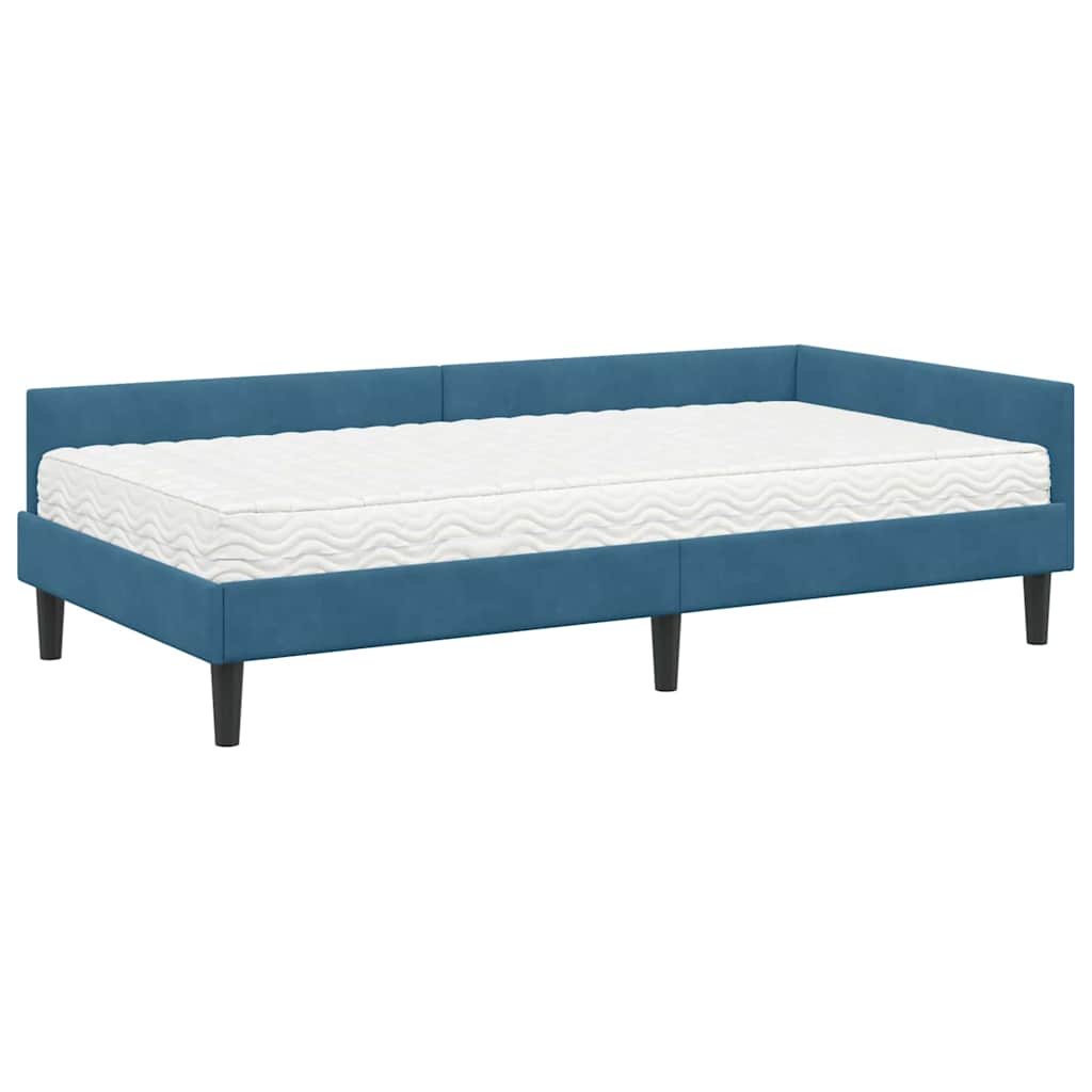 Kutni krevetni okvir s madracem 2 kom. Plava 100 x 200 cm