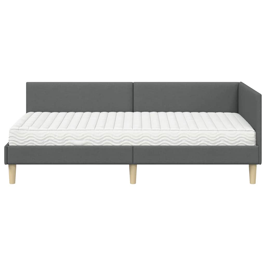 Kutni krevetni okvir s madracem Ostalo 2 pcs Siva tkanina