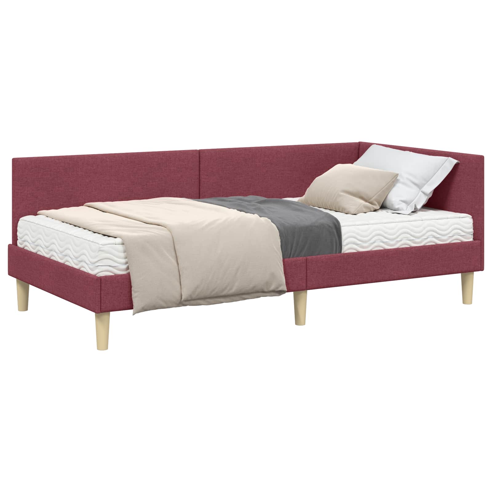 Kutni krevetni okvir s madracem Ostalo 2 pcs Siva tkanina
